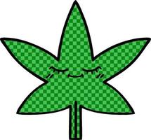 Cartoon-Marihuana-Blatt im Comic-Stil vektor