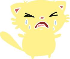 karikatur der niedlichen kawaii weinenden katze vektor
