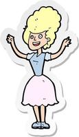Aufkleber einer glücklichen Cartoon-Frau aus den 1950er Jahren vektor