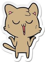 Aufkleber einer Cartoon-Katze, die singt vektor