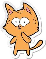 klistermärke av en tecknad katt med tanke på vektor
