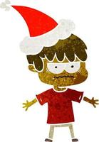 Verärgerter Retro-Cartoon eines Jungen mit Weihnachtsmütze vektor