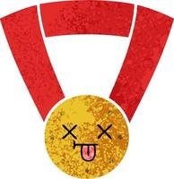 Cartoon-Goldmedaille im Retro-Illustrationsstil vektor