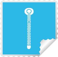 Schrulliger quadratischer Peeling-Aufkleber-Cartoon-Thermometer vektor