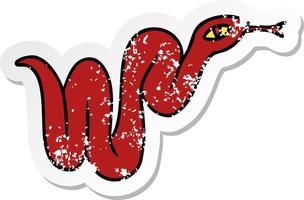 Distressed Sticker Cartoon Doodle einer Gartenschlange vektor