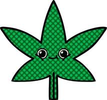 Cartoon-Marihuana-Blatt im Comic-Stil vektor