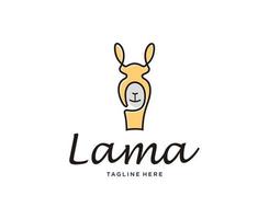 lama alpacka lama logotyp design med linjekonst vektor mall