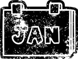 Grunge-Symbol Zeichnung eines Kalenders mit Jan vektor