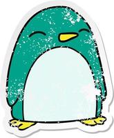 Distressed Sticker Cartoon Doodle eines niedlichen Pinguins vektor