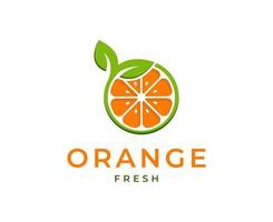 frische orange logo-vektorillustration, frische orangenscheiben-logo-designs