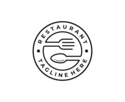 Restaurant mit Design-Vektorvorlage für das Logo-Emblem des Löffels und der Gabel vektor