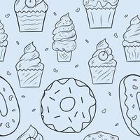 Bäckerei Musterdesign zu skizzieren vektor