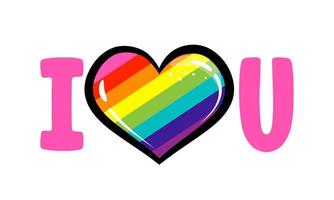 ich liebe dich - lgbt-stolzslogan gegen homosexuelle diskriminierung. moderne kalligraphie mit regenbogenfarbenem herzen. gut für Schrottbuchungen, Poster, Textilien, Geschenke, Pride-Sets. vektor