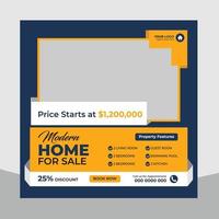 trendiga fastigheter hus försäljning och hem hyra reklam geometrisk modern fyrkantig sociala medier post banner layouter som för digital marknadsföring byrå. business elegant marknadsföring malldesign. vektor