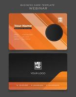 Ausweis- oder Visitenkartenvorlage mit orangefarbenem geometrischem Hintergrund für Mitarbeiteridentitätsdesign vektor