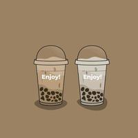 Bubble Milk Tea Mockup für Promotion-Design mit Boba-Milchtee oder köstlichen Getränken und Kaffee-Design vektor