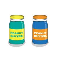Mini-Flaschenvorlage in grünem und blauem Farbdesign für Erdnussbutter oder anderes Marmeladenverpackungsdesign vektor