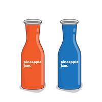 einzigartige flaschenvorlage in orange und blauem design für brotmarmeladenverpackungsdesign vektor