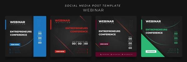 uppsättning av sociala medier post mall i svart bakgrund för online annons design vektor