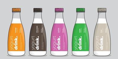 joghurt- oder milchflasche für verpackungsvorlagendesign im mehrfarbigen wahldesign vektor