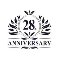 28-jähriges Jubiläum, luxuriöses Logo-Design zum 28-jährigen Jubiläum. vektor