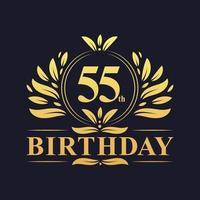 lyxig logotyp för 55-årsdagen, 55 års firande. vektor
