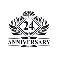 24 års jubileumslogga, lyxig blommig 24-års logotyp. vektor