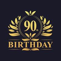 Luxus-Logo zum 90. Geburtstag, 90-jähriges Jubiläum. vektor