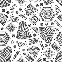 Maya-Patchwork nahtloses Muster. schwarze und weiße Farben.