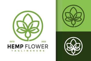 hampa blomma cannabis modern logotyp design vektor mall