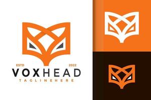 bokstaven v fox head line modern logotyp design vektor mall