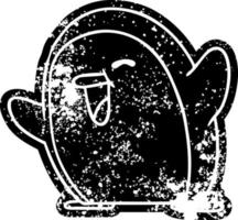 Grunge-Symbol kawaii eines niedlichen Pinguins vektor