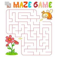 labyrint pusselspel för barn. labyrint- eller labyrintspel med bi. vektor