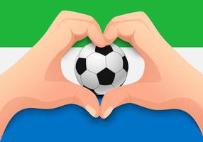 sierra leone fotboll och hand hjärta form vektor