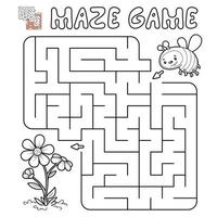 Labyrinth-Puzzle-Spiel für Kinder. Umrisslabyrinth oder Labyrinthspiel mit Biene. vektor