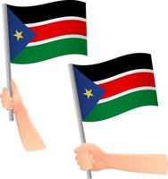 Südsudan-Flagge in der Hand-Symbol vektor