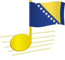 Bosnien och Hercegovinas flagga och musiknot vektor