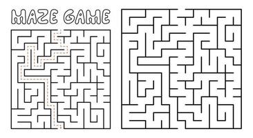 Labyrinthspiel für Kinder. komplexes labyrinth-puzzle mit lösung vektor