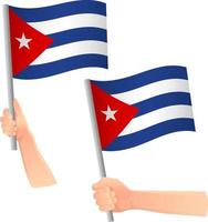 Kubas flagga i hand ikon vektor