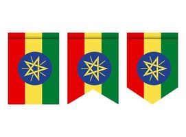 etiopien flagga eller vimpel isolerad på vit bakgrund. vimpel flaggikon. vektor