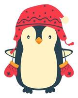 christmas pingvin tecknade clipart. söt pingvin vektor illustration