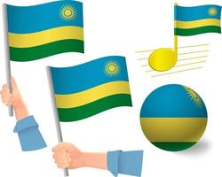 rwanda flagga ikonuppsättning vektor