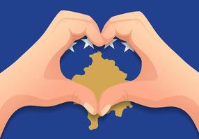 Kosovo-Flagge und Handherzform vektor
