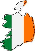 stiliserade kontur karta över Irland med nationell flaggikon. flagga färg karta över Irland vektor illustration.