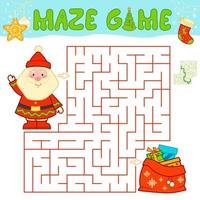 Weihnachtslabyrinth-Puzzlespiel für Kinder. labyrinth- oder labyrinthspiel mit weihnachtsmann. vektor