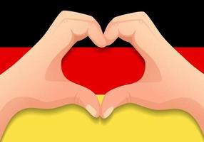 Tyskland flagga och hand hjärta form vektor