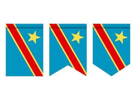 demokratiska republiken Kongo flagga eller vimpel isolerad på vit bakgrund. vimpel flaggikon. vektor