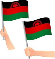 Symbol für Malawi-Flagge in der Hand vektor