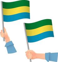 gabon flagga i hand ikon vektor