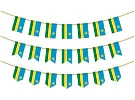 rwandas flagga på repen på vit bakgrund. uppsättning patriotiska bunting flaggor. bunting dekoration av rwanda flaggan vektor